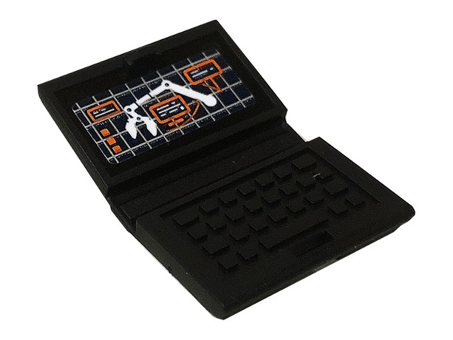 Minifigure, Utensil Computer Laptop with Control Crane Screen Pattern (Sticker) - Set 60225