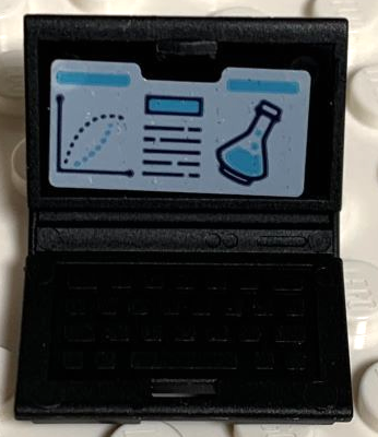 Minifigure, Utensil Computer Laptop with Graph, Lines and Erlenmeyer Flask Pattern (Sticker) - Set 75939