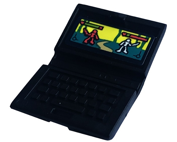 Minifigure, Utensil Computer Laptop with Screen, Characters with Swords and Health Bars in Video Game Pattern (Sticker) - Set 41755