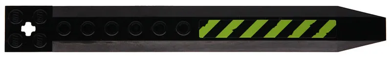 Plate, Modified 2 x 16 with Angled Side Extensions and Axle Hole (Rotor Blade) with Lime Danger Stripes Pattern (Sticker) - Set 80022