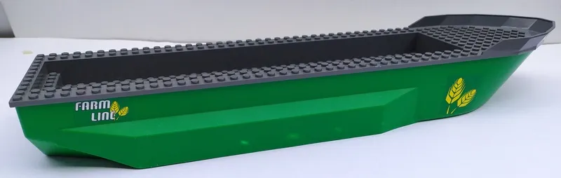 Boat, Hull Unitary 51 x 12 x 6 with Side Bulges with Dark Bluish Gray Top with Farm Line Pattern on Both Sides (Stickers) - Set 4645