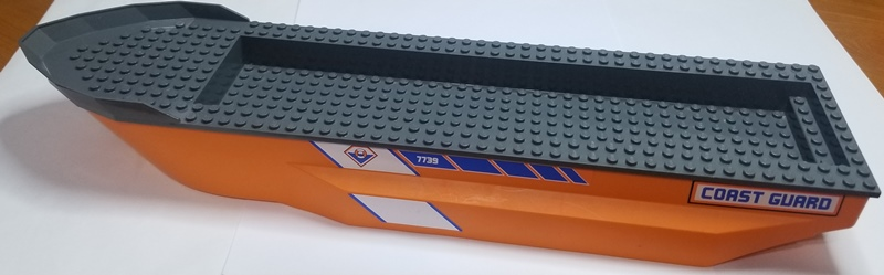 Boat, Hull Unitary 51 x 12 x 6 with Side Bulges with Dark Bluish Gray Top with Coast Guard Logo and '7739' Pattern on Both Sides (Stickers) - Set 7739