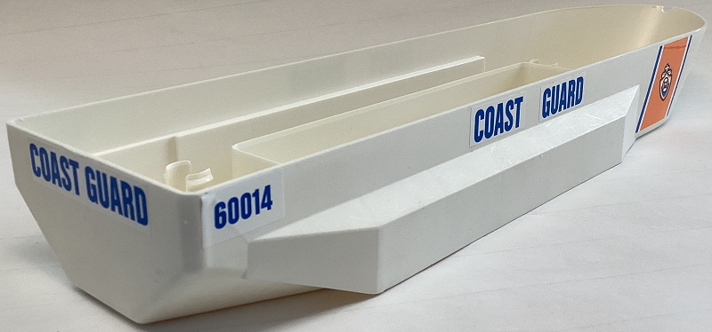 Boat, Hull Unitary 51 x 12 x 6 with Side Bulges, Base with Coast Guard Pattern on Both Sides (Stickers) - Set 60014