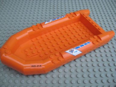 Boat, Rubber Raft, Large with 'RB-24', Coast Guard Logo and Blue Diagonal Stripes Pattern on Both Sides (Stickers) - Set 7726