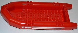 Boat, Rubber Raft, Large with 'FIRE' and White Stripes Pattern on Both Sides (Stickers) - Set 7213
