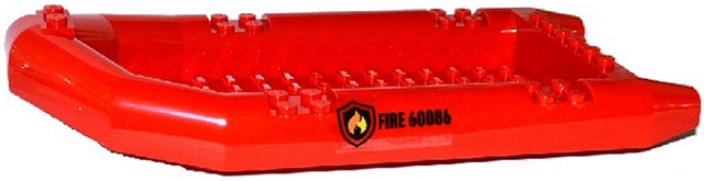 Boat, Rubber Raft, Large with 'FIRE 60086' and Fire Logo Pattern on Both Sides (Stickers) - Set 60086