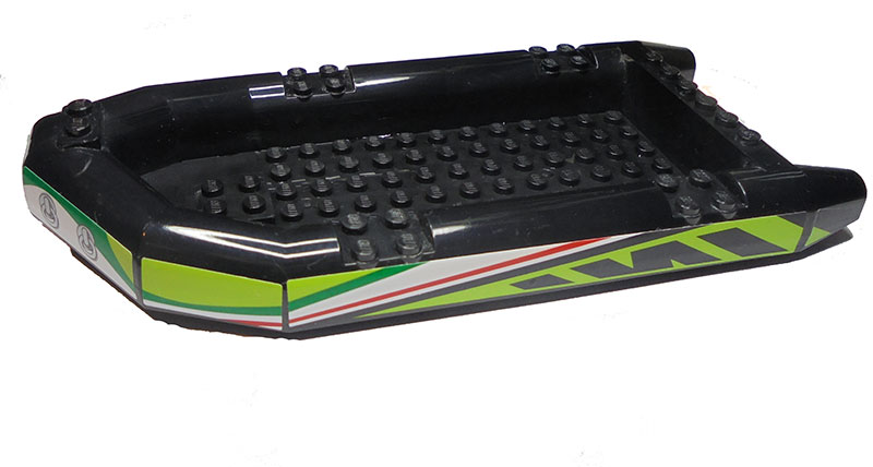 Boat, Rubber Raft, Large with Green, White and Lime Stripes Pattern on Both Sides (Stickers) - Set 8899