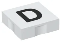 Duplo, Tile 2 x 2 with Black Capital Letter D Pattern