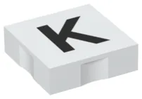 Duplo, Tile 2 x 2 with Black Capital Letter K Pattern