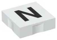Duplo, Tile 2 x 2 with Black Capital Letter N Pattern