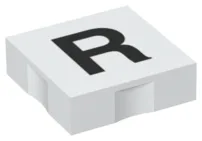 Duplo, Tile 2 x 2 with Black Capital Letter R Pattern