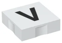 Duplo, Tile 2 x 2 with Black Capital Letter V Pattern