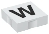 Duplo, Tile 2 x 2 with Black Capital Letter W Pattern