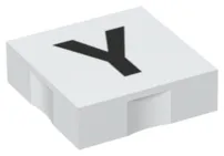 Duplo, Tile 2 x 2 with Black Capital Letter Y Pattern