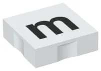 Duplo, Tile 2 x 2 with Black Lowercase Letter m Pattern