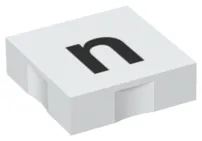 Duplo, Tile 2 x 2 with Black Lowercase Letter n Pattern
