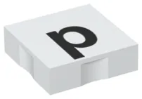 Duplo, Tile 2 x 2 with Black Lowercase Letter p Pattern