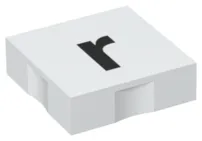 Duplo, Tile 2 x 2 with Black Lowercase Letter r Pattern