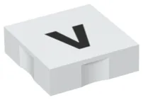 Duplo, Tile 2 x 2 with Black Lowercase Letter v Pattern