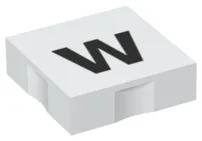 Duplo, Tile 2 x 2 with Black Lowercase Letter w Pattern