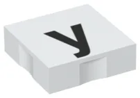Duplo, Tile 2 x 2 with Black Lowercase Letter y Pattern