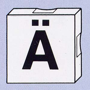 Duplo, Tile 2 x 2 with Black Capital Letter A with Diaeresis (Ä) Pattern