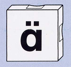 Duplo, Tile 2 x 2 with Black Lowercase Letter a with Diaeresis (ä) Pattern