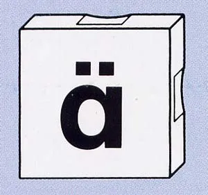 Duplo, Tile 2 x 2 with Black Lowercase Letter a with Diaeresis (ä) Pattern