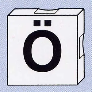 Duplo, Tile 2 x 2 with Black Capital Letter O with Diaeresis (Ö) Pattern