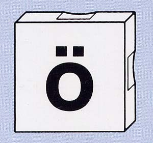 Duplo, Tile 2 x 2 with Black Lowercase Letter o with Diaeresis (ö) Pattern