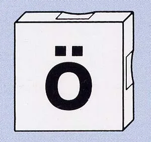 Duplo, Tile 2 x 2 with Black Lowercase Letter o with Diaeresis (ö) Pattern