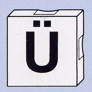 Duplo, Tile 2 x 2 with Black Capital Letter U with Diaeresis (Ü) Pattern