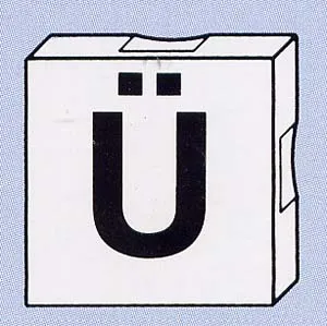 Duplo, Tile 2 x 2 with Black Capital Letter U with Diaeresis (Ü) Pattern