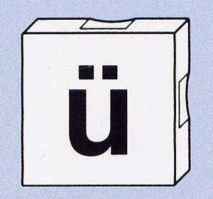 Duplo, Tile 2 x 2 with Black Lowercase Letter u with Diaeresis (ü) Pattern