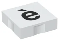 Duplo, Tile 2 x 2 with Black Lowercase Letter e with Grave (è) Pattern