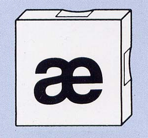 Duplo, Tile 2 x 2 with Black Lowercase Letter æ Pattern