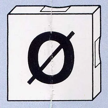 Duplo, Tile 2 x 2 with Black Capital Letter O with Stroke (Ø) Pattern