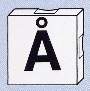 Duplo, Tile 2 x 2 with Black Capital Letter A with Ring (Å) Pattern