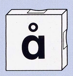 Duplo, Tile 2 x 2 with Black Lowercase Letter a with Ring (å) Pattern