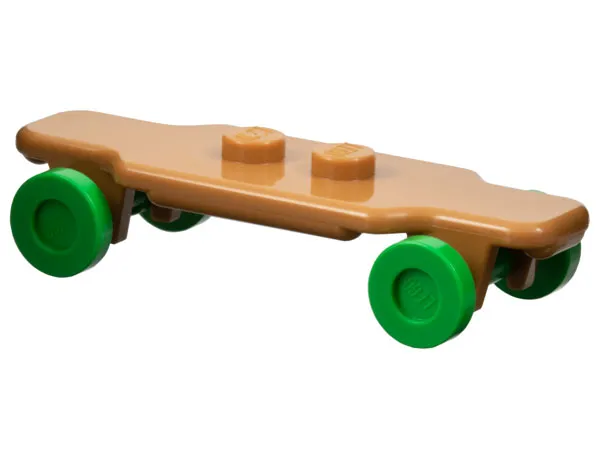 Minifigure, Utensil Skateboard Longboard Deck with Bright Green Wheels (6324 / 2496)