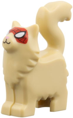 Cat, Maine Coon, Standing with Black and White Eyes and Red Spider Web Mask Pattern (Spider-Cat)