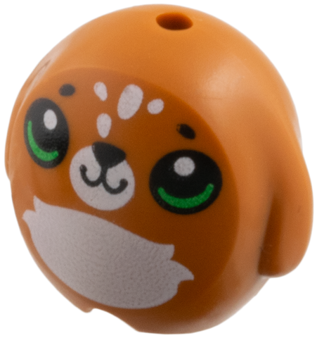 Minifigure, Utensil Pillow Plush Toy with Reindeer Face with Black Mouth, Nose and Eyes with Bright Green Glints, White Spots, Muzzle and Tummy Pattern