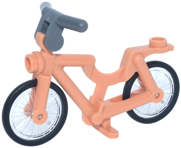 Bicycle with Clip for Handlebars with Trans-Clear Wheels with Molded Black Hard Rubber Tires and Dark Bluish Gray Handlebars (6348 / 92851pb01 / 30031)