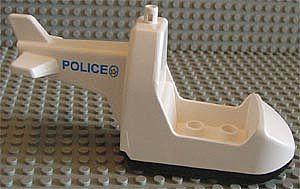 Duplo Helicopter Body with Black Base with Blue 'POLICE' and Badge Pattern on Both Sides