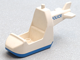 Duplo Helicopter Body with Blue Base with Blue 'POLICE' Pattern on Both Sides
