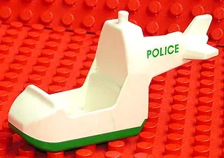 Duplo Helicopter Body with Green Base with Green 'POLICE' Pattern on Both Sides