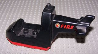 Duplo Helicopter Body with Red Base with Red 'FIRE' and Silver Badge with Flame Pattern on Both Sides