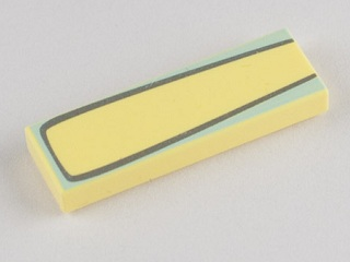 Tile 1 x 3 with Silver Outline and Light Aqua Outer Edge Pattern (Flo)