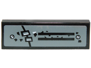 Tile 1 x 3 with Black Lines and Shapes and White Screws Pattern (Sticker) - Set 70003