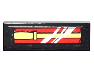 Tile 1 x 3 with Gold Wand in Packaging on Red Background Pattern (Sticker) - Set 4841